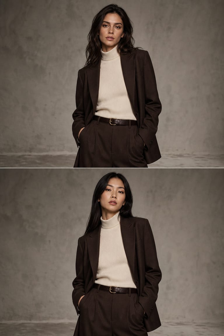 Fashion editorial — Face swap example